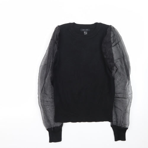 New Look Women’s Black Puff Sleeve Crew Neck Jumper Size 8