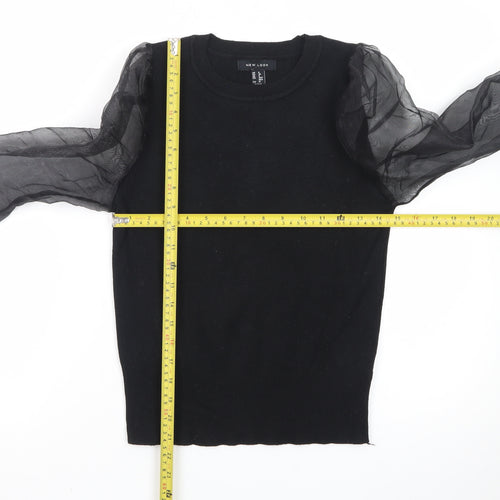 New Look Women’s Black Puff Sleeve Crew Neck Jumper Size 8