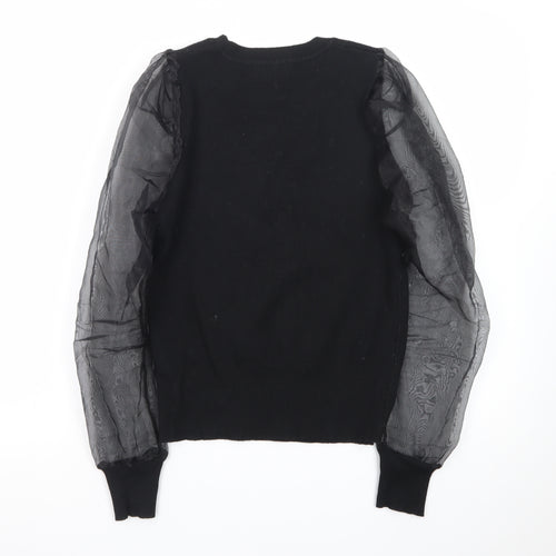 New Look Women’s Black Puff Sleeve Crew Neck Jumper Size 8