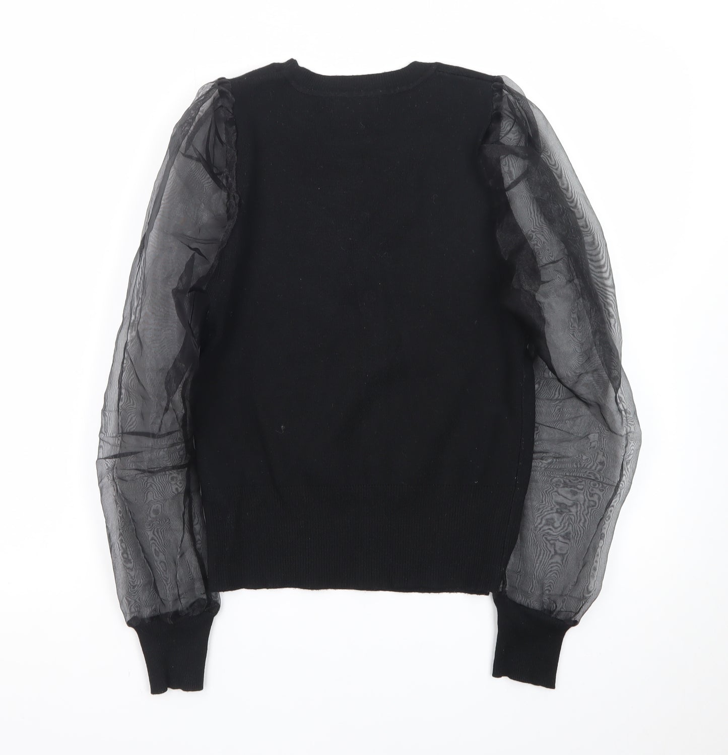 New Look Women’s Black Puff Sleeve Crew Neck Jumper Size 8