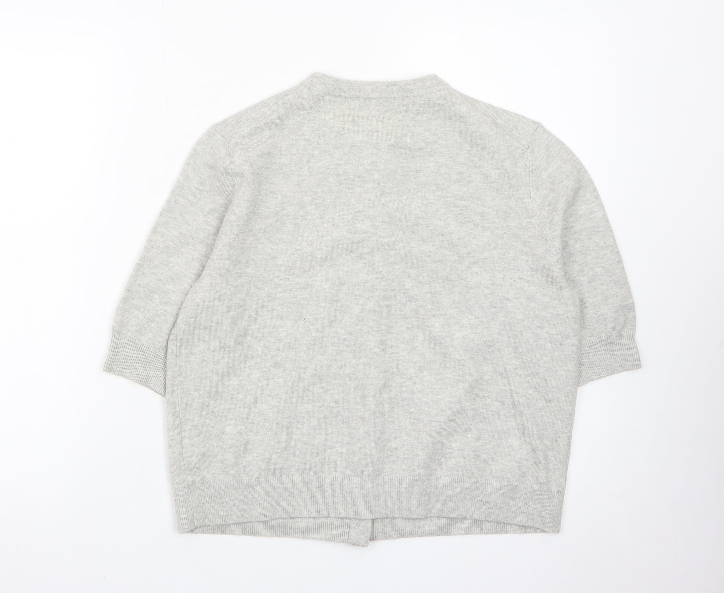 Marks and Spencer Women Grey Cardigan Medium Short Sleeve Knit