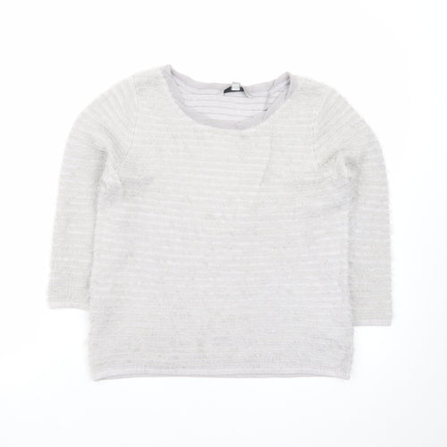 Coast Women’s Grey Scoop Neck 3/4 Sleeve Pullover Jumper Size S