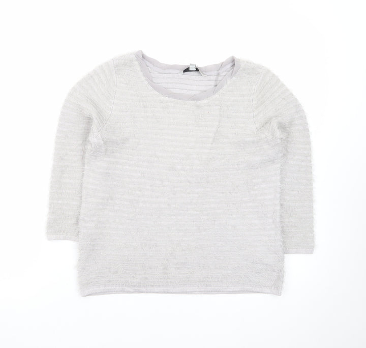 Coast Women’s Grey Scoop Neck 3/4 Sleeve Pullover Jumper Size S