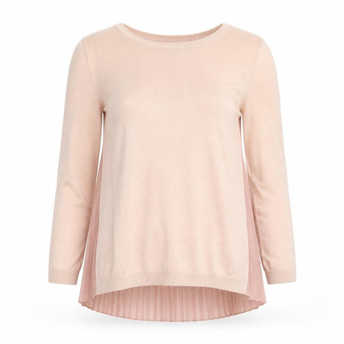 Dorothy Perkins Women Pink Pleated Hem Crew Neck 3/4 Sleeve Jumper Size 10