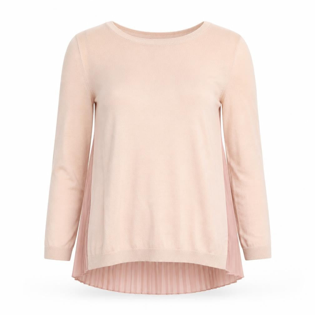 Dorothy Perkins Women Pink Pleated Hem Crew Neck 3/4 Sleeve Jumper Size 10