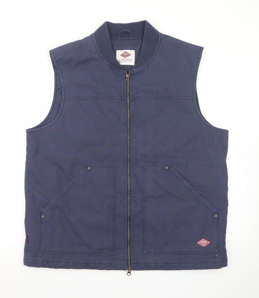 Union Works Men's Blue Cotton Waistcoat L Regular Fit Workwear Style