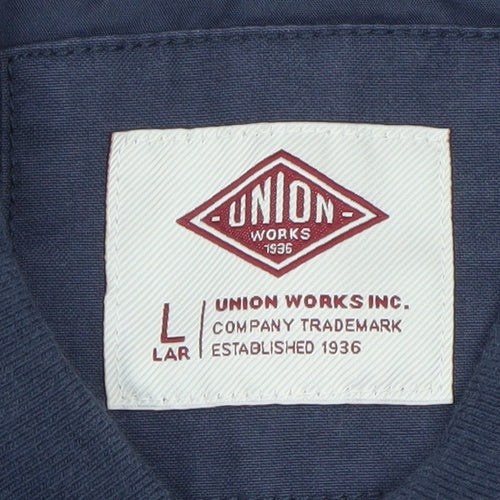 Union Works Men's Blue Cotton Waistcoat L Regular Fit Workwear Style