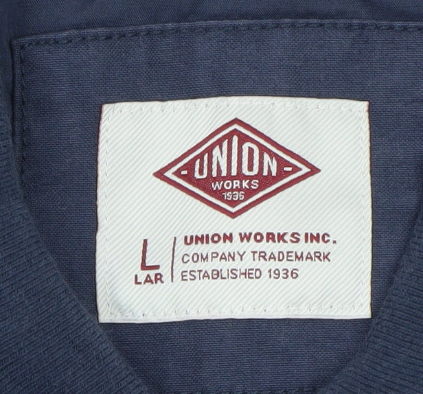 Union Works Men's Blue Cotton Waistcoat L Regular Fit Workwear Style