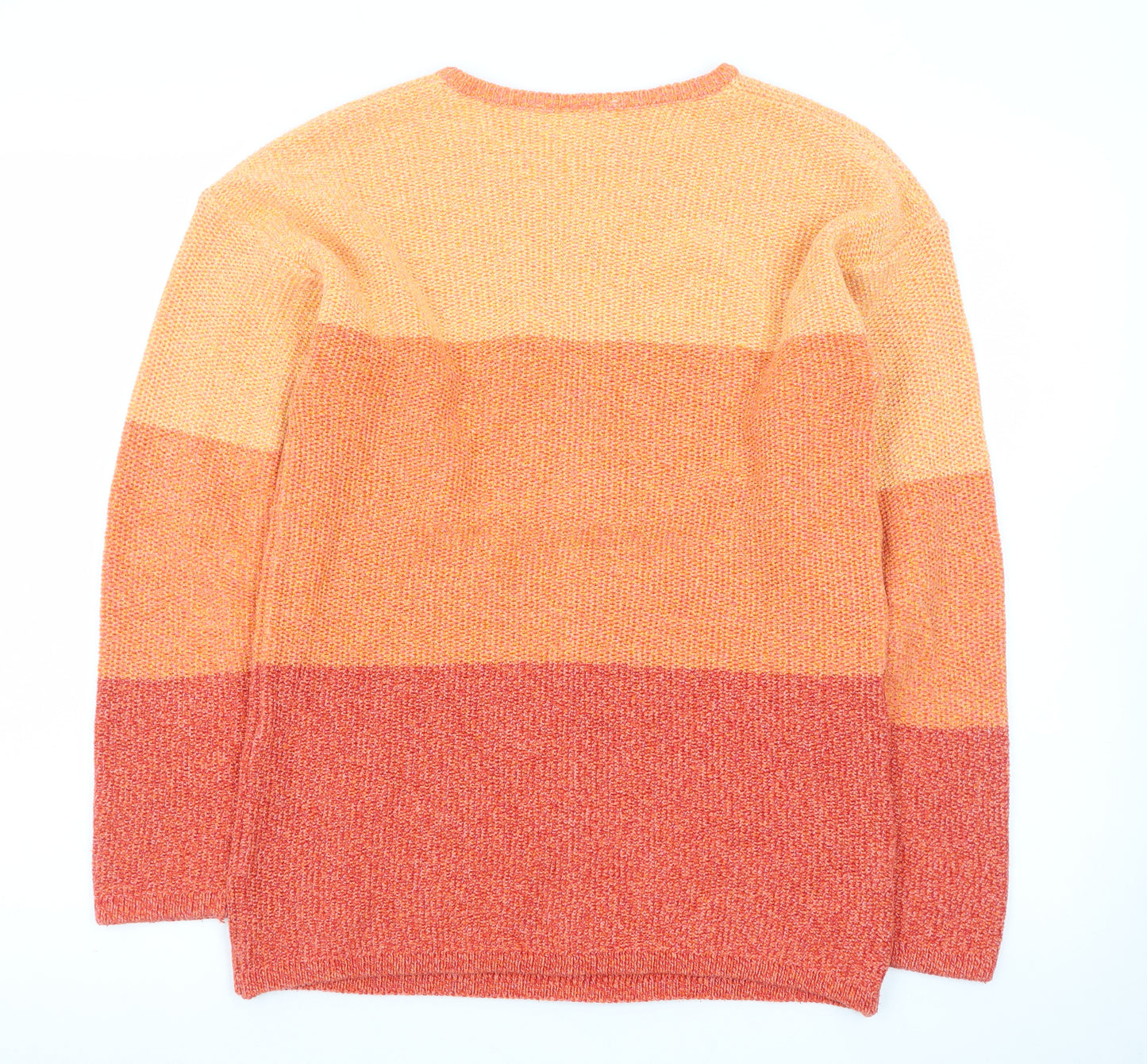 Laura Ashley Women’s Orange Striped V-Neck Cotton Blend Jumper Size S