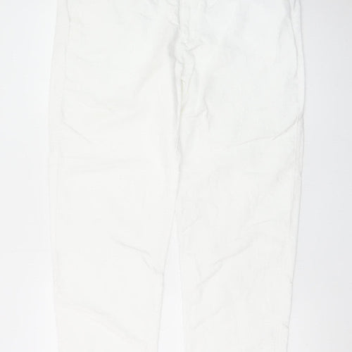 Marks and Spencer Women White Linen Blend Tapered Trousers Size 36/31