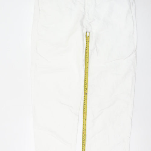 Marks and Spencer Women White Linen Blend Tapered Trousers Size 36/31