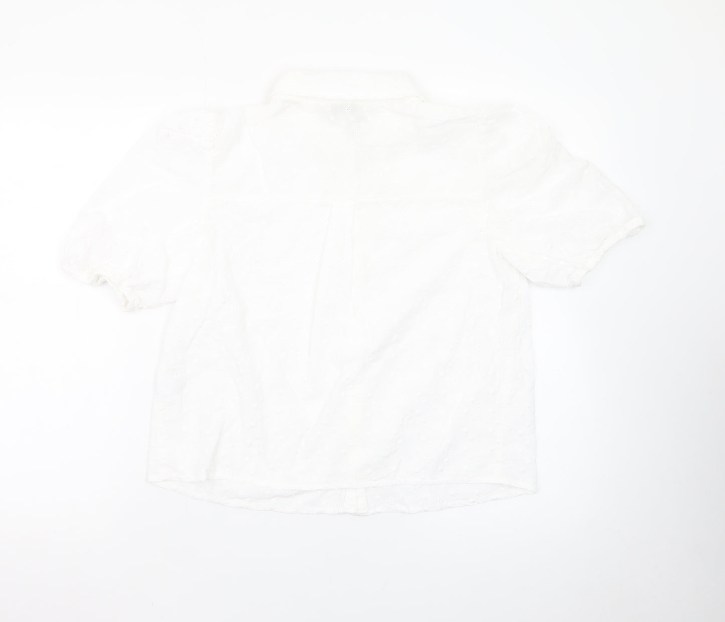 Marks and Spencer Women's White Cotton Puff Sleeve Blouse Size 12