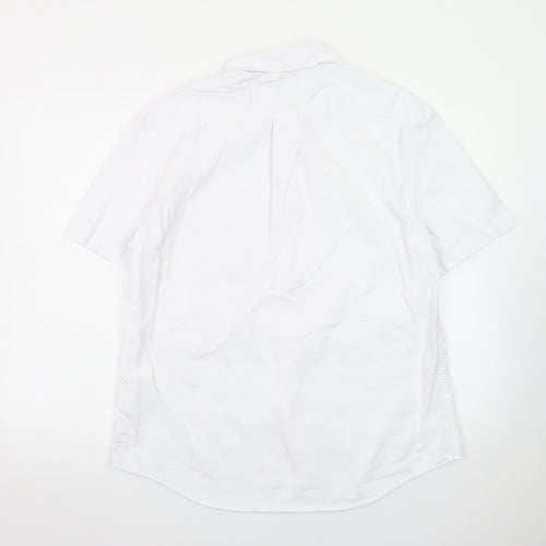 Marks and Spencer Men's White Linen Blend Short Sleeve Button-Up Shirt Size L