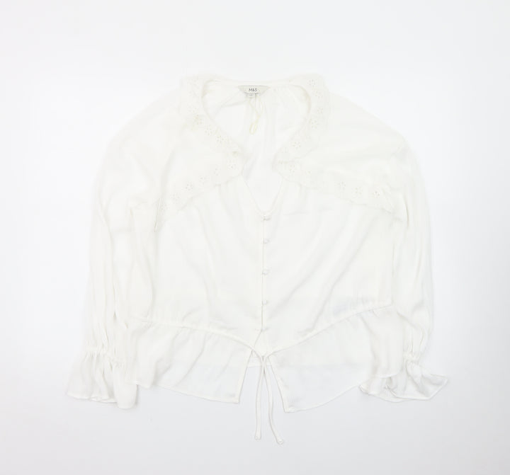 Marks and Spencer Women’s White Viscose Tunic Blouse Size 8