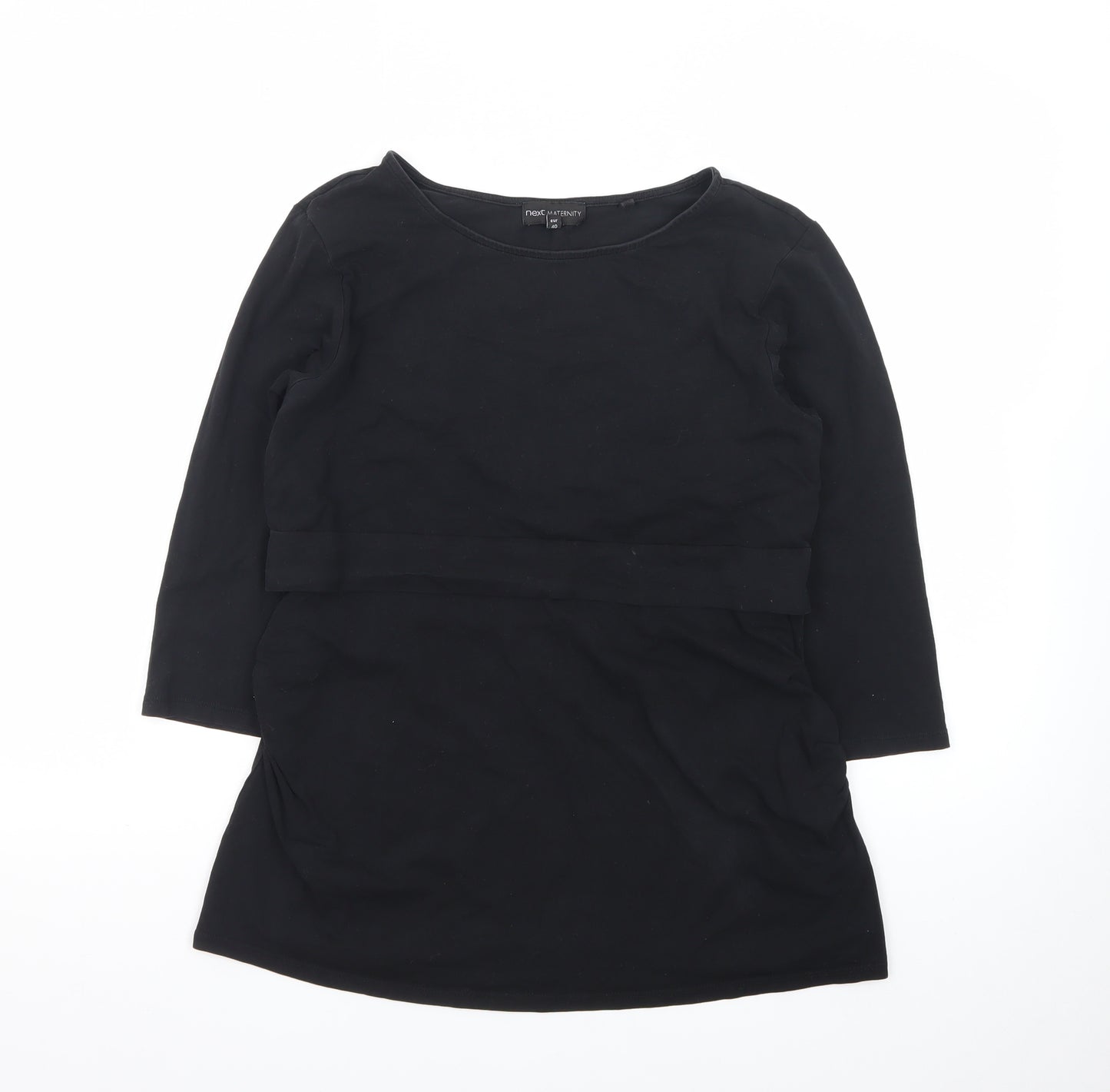 Next Women Black 3/4 Sleeve Tunic Blouse Size 12 Cotton Blend