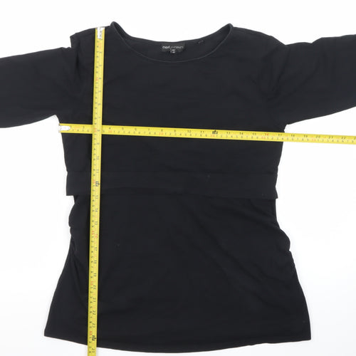 Next Women Black 3/4 Sleeve Tunic Blouse Size 12 Cotton Blend