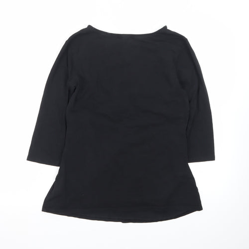 Next Women Black 3/4 Sleeve Tunic Blouse Size 12 Cotton Blend