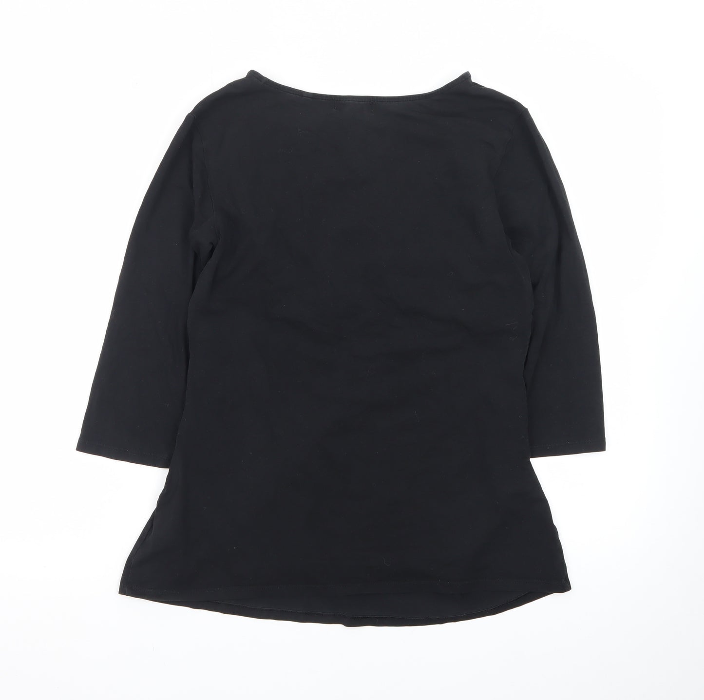 Next Women Black 3/4 Sleeve Tunic Blouse Size 12 Cotton Blend
