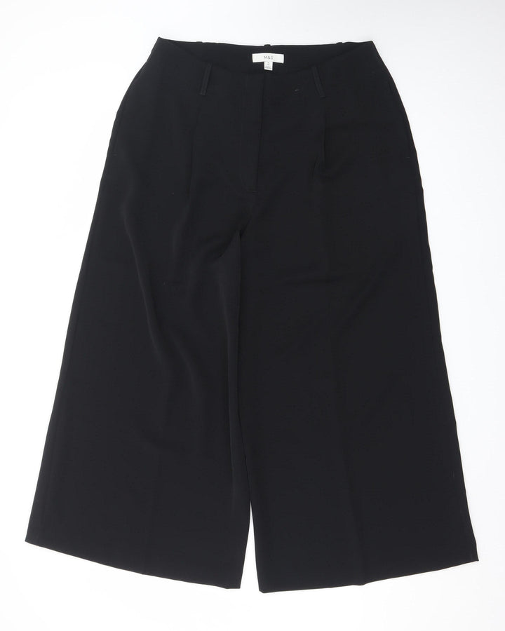 Marks and Spencer Women’s Black Wide-Leg Cropped Trousers Size 16