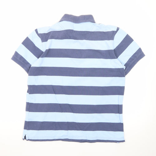 Timberland Men's Blue Striped Regular Fit Cotton Polo Shirt M