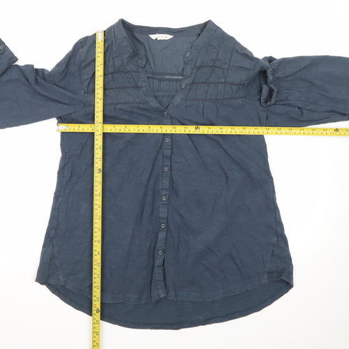 White Stuff Women's Blue Cotton Tunic Blouse Size 14 Long Sleeve