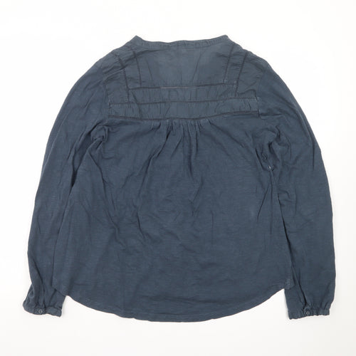 White Stuff Women's Blue Cotton Tunic Blouse Size 14 Long Sleeve