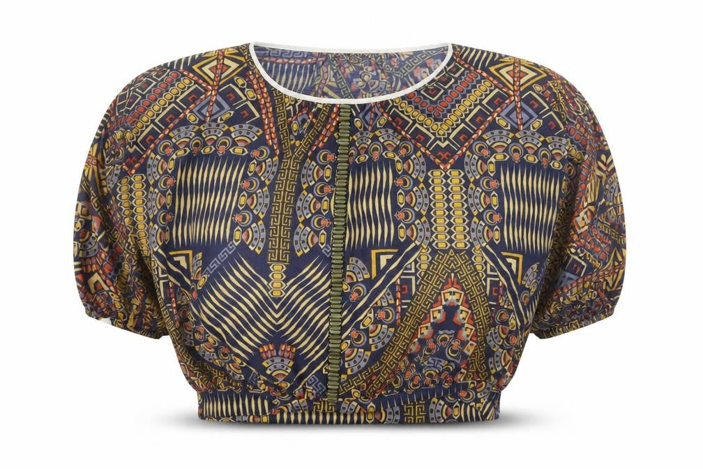 Front view of Wallis Women’s Multicoloured Tribal Cropped Blouse, size M