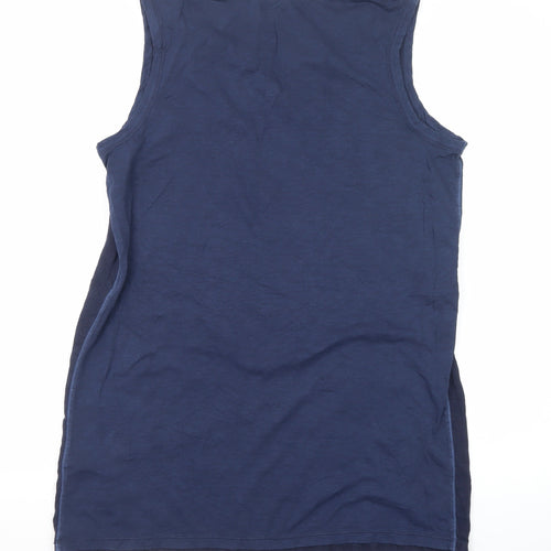 White Stuff Women's Blue Linen Cotton Sleeveless Shift Dress UK 12