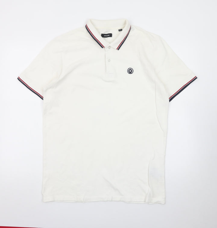 Jack & Jones Men's White XL Polo Shirt Short Sleeve Classic Fit
