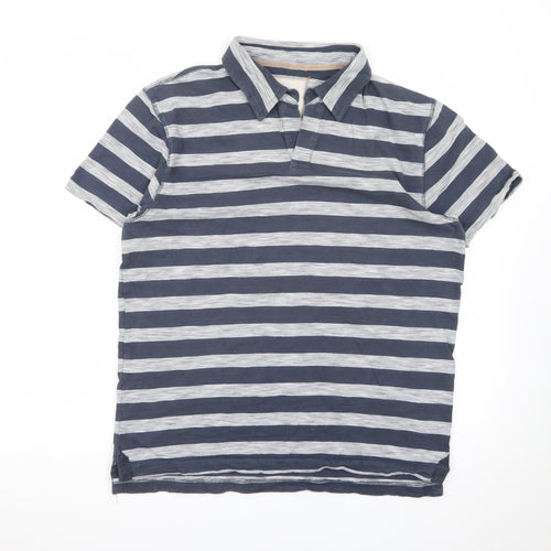 Marks and Spencer North Coast Men's Blue Striped Cotton Polo Shirt M