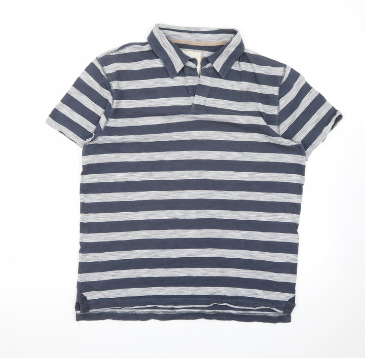 Marks and Spencer North Coast Men's Blue Striped Cotton Polo Shirt M