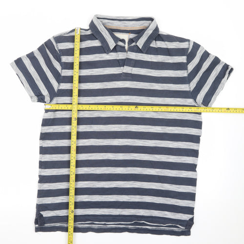 Marks and Spencer North Coast Men's Blue Striped Cotton Polo Shirt M
