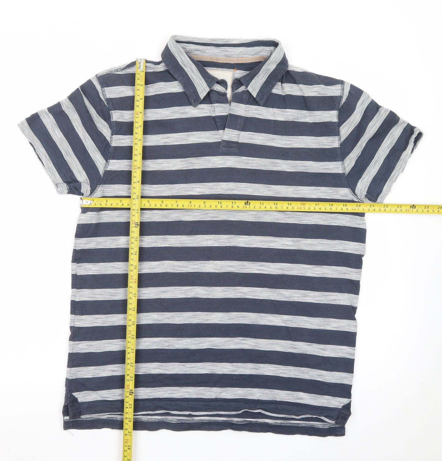 Marks and Spencer North Coast Men's Blue Striped Cotton Polo Shirt M