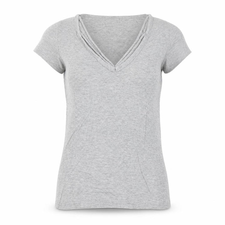 Hollister Womens Grey V-Neck Short Sleeve Slim Fit T-Shirt M