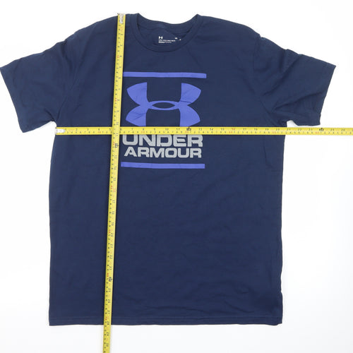 Under Armour Men's Navy Blue Loose Fit Crew Neck Logo T-Shirt Size L