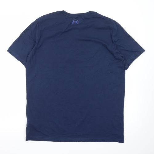 Under Armour Men's Navy Blue Loose Fit Crew Neck Logo T-Shirt Size L
