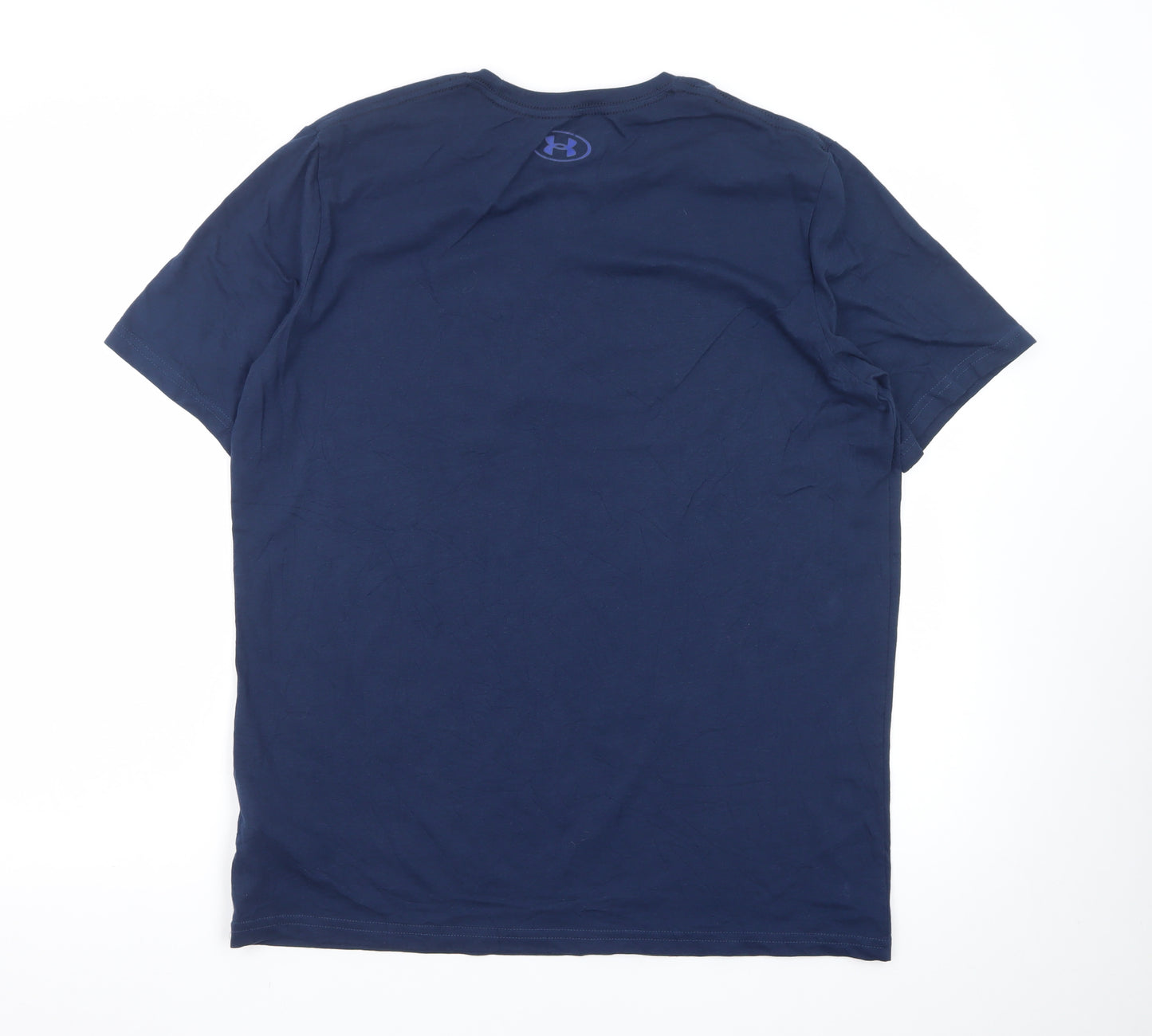 Under Armour Men's Navy Blue Loose Fit Crew Neck Logo T-Shirt Size L