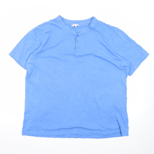 Cotton Traders Men's Blue 2XL Henley Short Sleeve Cotton T-Shirt