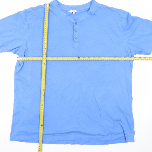 Cotton Traders Men's Blue 2XL Henley Short Sleeve Cotton T-Shirt