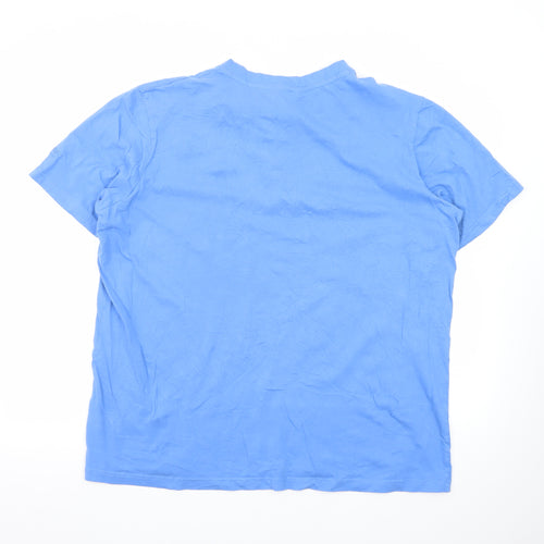Cotton Traders Men's Blue 2XL Henley Short Sleeve Cotton T-Shirt