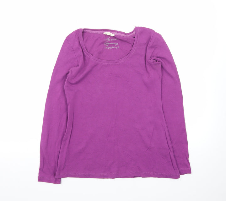 White Stuff Women’s Purple Long Sleeve Cotton Basic Top Size 10