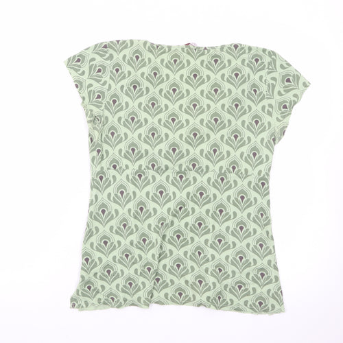 White Stuff Womens Green Floral V-Neck Tunic Blouse Size 16