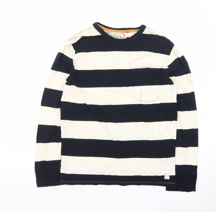 French Connection Men's Black White Striped Long Sleeve T-Shirt L