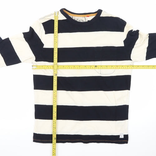 French Connection Men's Black White Striped Long Sleeve T-Shirt L