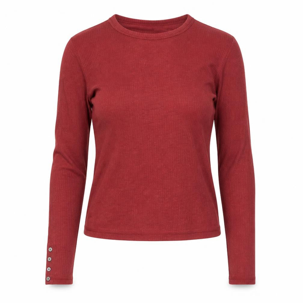 Abercrombie & Fitch Women Red XS Long Sleeve Ribbed Cotton Top