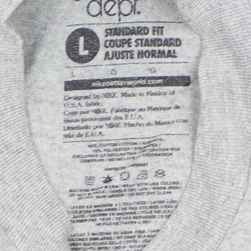 Nike Women Grey Cropped Sports T-Shirt L Short Sleeve Cotton Blend