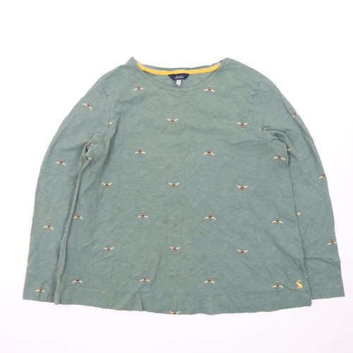 Joules Womens Green Bee Embroidered Long Sleeve Cotton T-Shirt UK 14