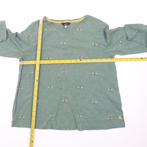 Joules Womens Green Bee Embroidered Long Sleeve Cotton T-Shirt UK 14