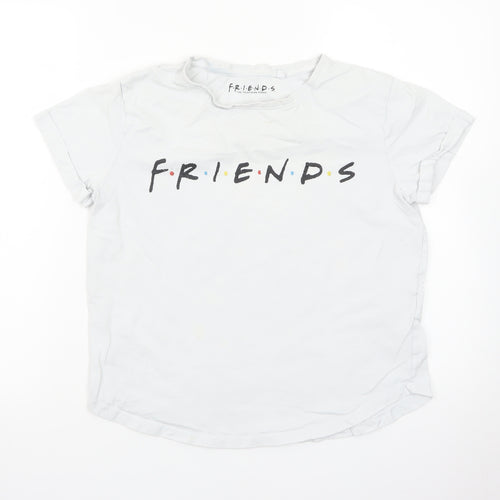Friends Women's White Size 8 Basic Crew Neck Short Sleeve T-Shirt