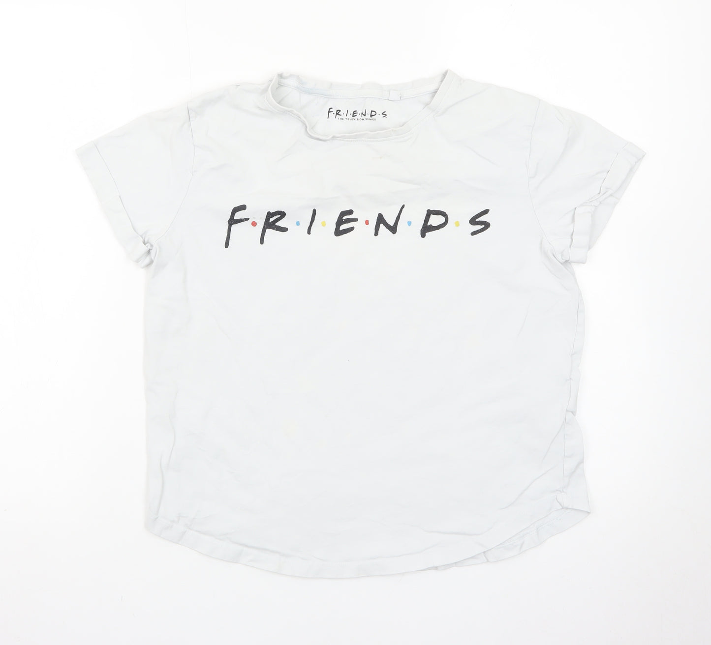 Friends Women's White Size 8 Basic Crew Neck Short Sleeve T-Shirt